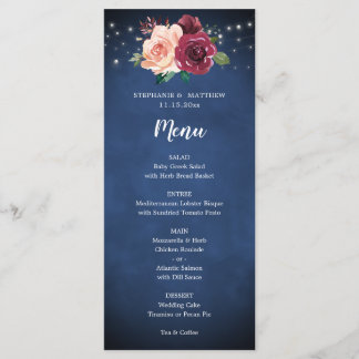 Menú Boda de Rosa de Borgoña de la Marina Azul Rub