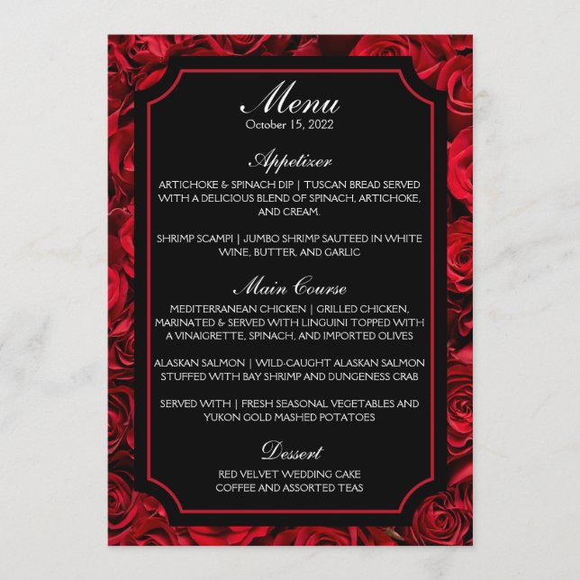 Menú Boda de Rosa gótico (Anverso)