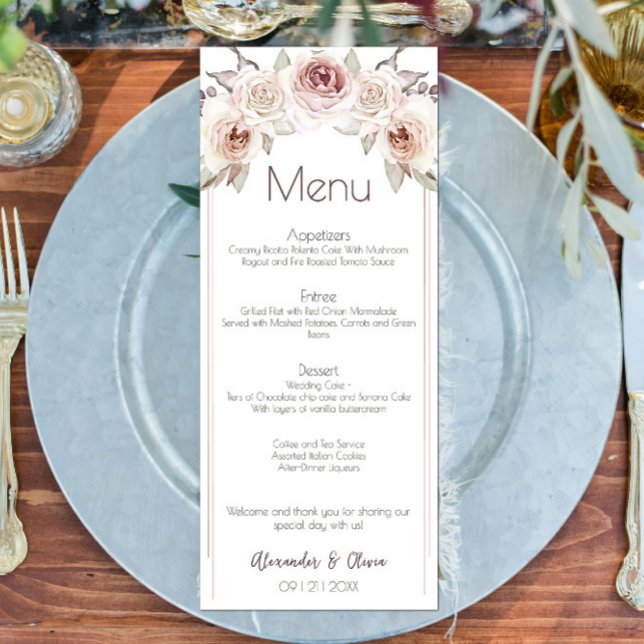 Menú Boda de Rosas bohemios (Bohemian Roses Wedding Menu)