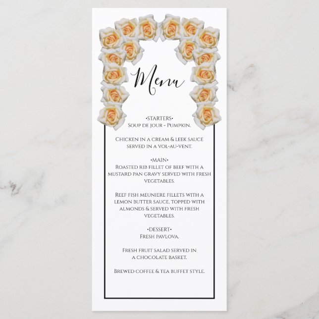 Menú Boda de Rosas de Naranjas rusos (Anverso)