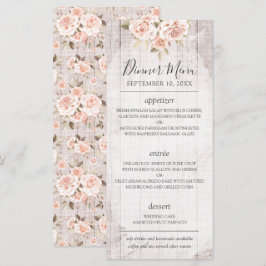 Menú Boda de Rosas de Shabby romántico de Madera R