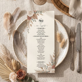 Menú Boda de Rosas Elegantes de Terracota Boho
