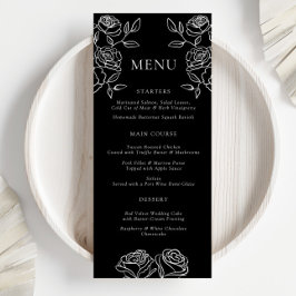 Menú Boda de Rosas franceses en blanco y negro pre