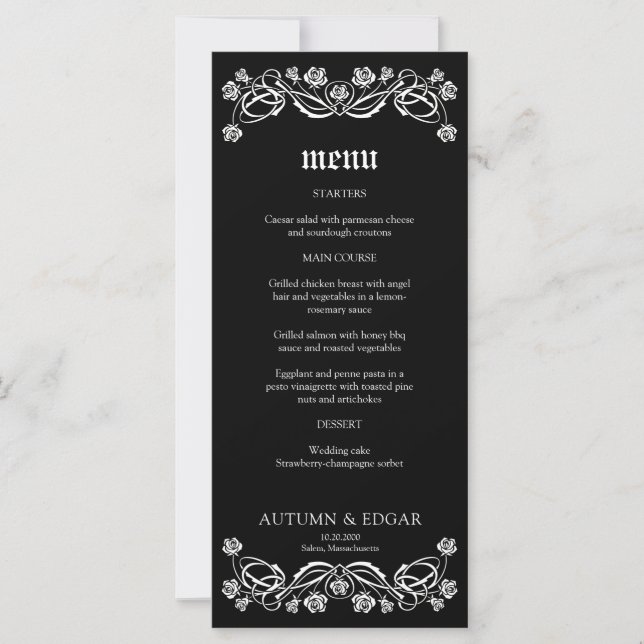 Menú Boda de Rosas góticos (Anverso)