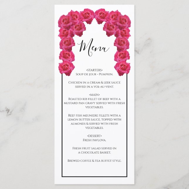 Menú Boda de rosas rusas (Anverso)