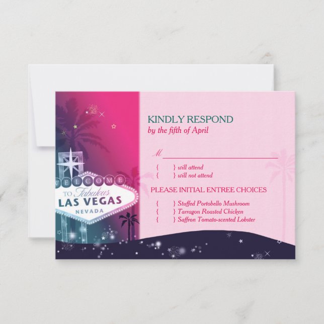 Menú Boda de Rótulo de Las Vegas Elección RSVP (Anverso)