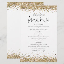 Menú Boda de script de Purpurina de oro de presupu