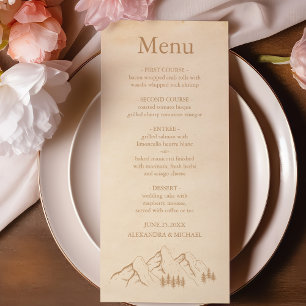 Menú Boda de Sketch de montaña Rustic Woods