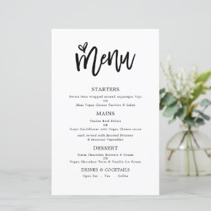 Menú Boda de sólo texto de guión gráfico de moda d