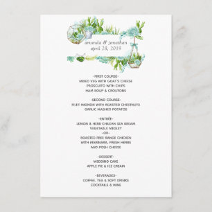 Menú Boda de Sucultores de Terrario de Vidrio de Agua