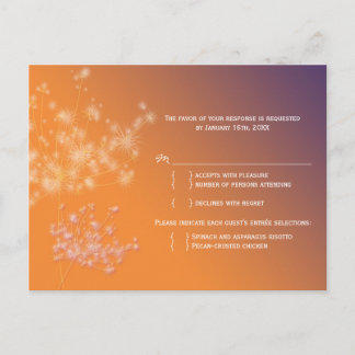 Menú Boda de Sunset Dandelions Opción RSVP