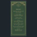 Menú Boda de tarjetas Green Gold y Moon Tarot<br><div class="desc">Elegante y moderno diseño boda inspirado en una carta de tarot. El diseño no es un verdadero Relieve metalizado. Puede personalizar más adelante haciendo clic en el botón "PERSONALIZAR". Artículos coincidentes en nuestra tienda para un tema fiesta completo.</div>