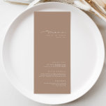 Menú Boda de Taupe Oscuro Simple<br><div class="desc">El diseño presenta un tipo de letra manuscrito y un diseño minimalista moderno. Diseñado para coordinar con para la Colección Invitación a Boda "Glam Natural". Para cambiar detalles, haga clic en "Personalizar". Para mover el texto o cambiar el tamaño, el tipo de letra o el color, haga clic en "Haga...</div>