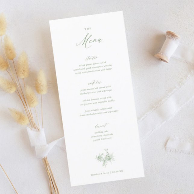 Menú Boda de tela verde Sage victoriano clásico (Subido por el creador)