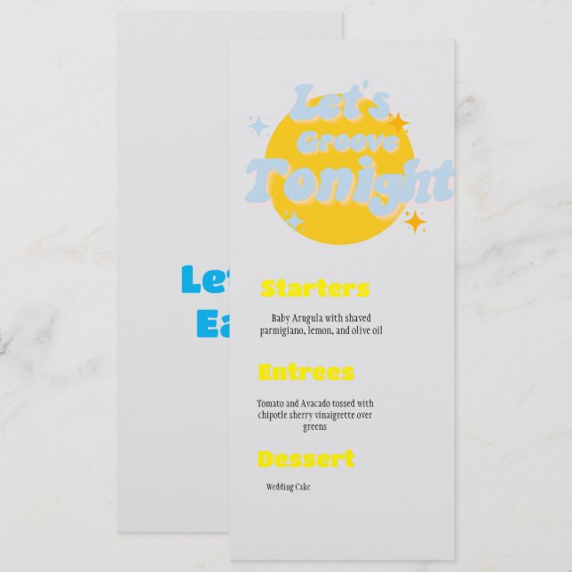 Menú Boda de temas de música (Anverso / Reverso)