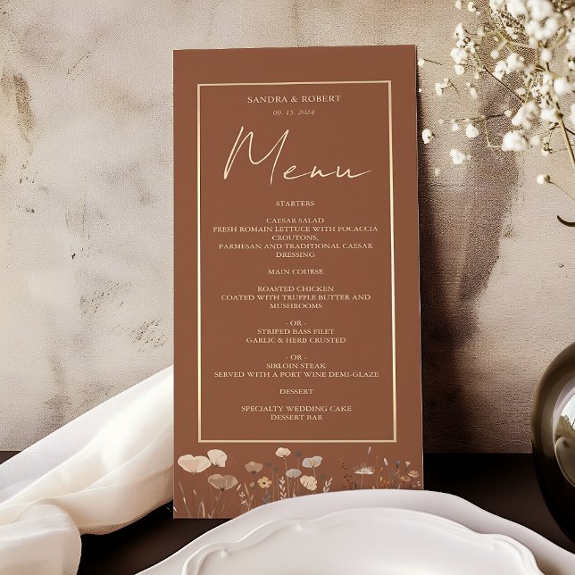 Menú Boda de Terracota Floral Boho (Subido por el creador)