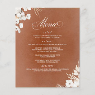 Menú Boda de Terracota y Flores Blancas Boho