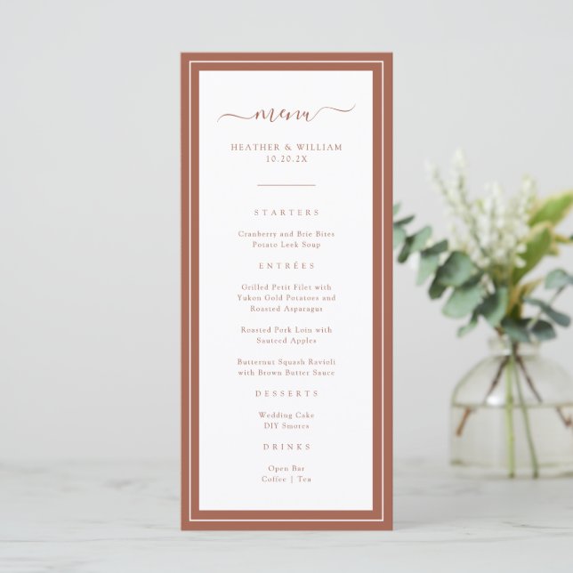Menú Boda de Terracotta (Anverso de pie)