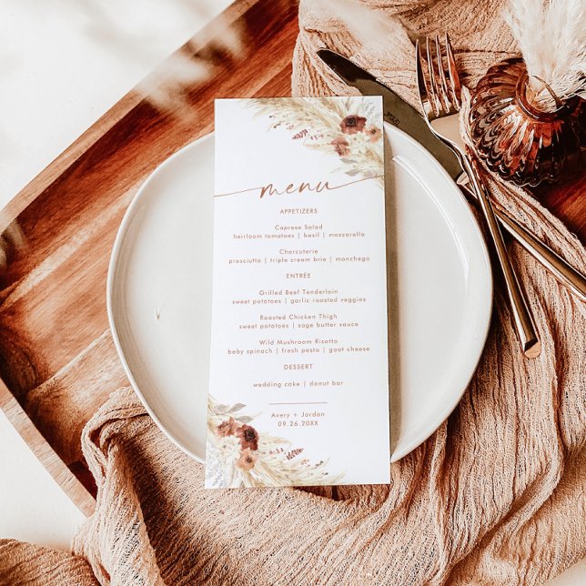Menú Boda de Terracotta | Boho Pampas Grass (Subido por el creador)