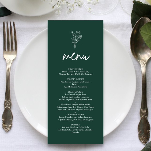 Menú Boda de Terracotta de Emerald Minimalista Botanica (Subido por el creador)
