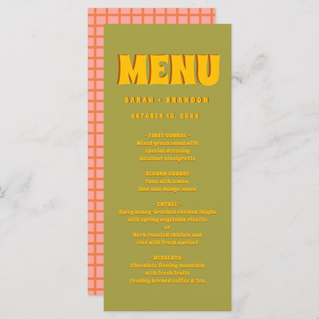 Menú Boda de tipografía gruesa verde amarillo negr (Subido por el creador)