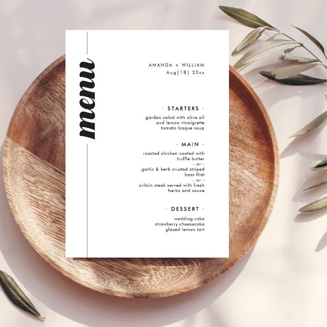 Menú Boda de tipografía negrita (Subido por el creador)