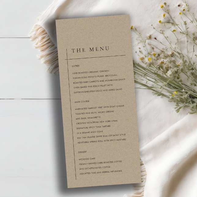 MENÚ BODA DE TIPOGRAFÍA RÚSTICA MÍNIMA MODERNA (Subido por el creador)