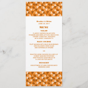 Menú Boda de triángulos geométricos naranja