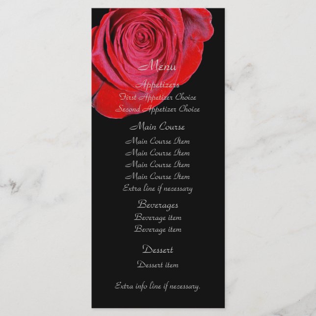 Menú Boda de una rosa roja única (Anverso)