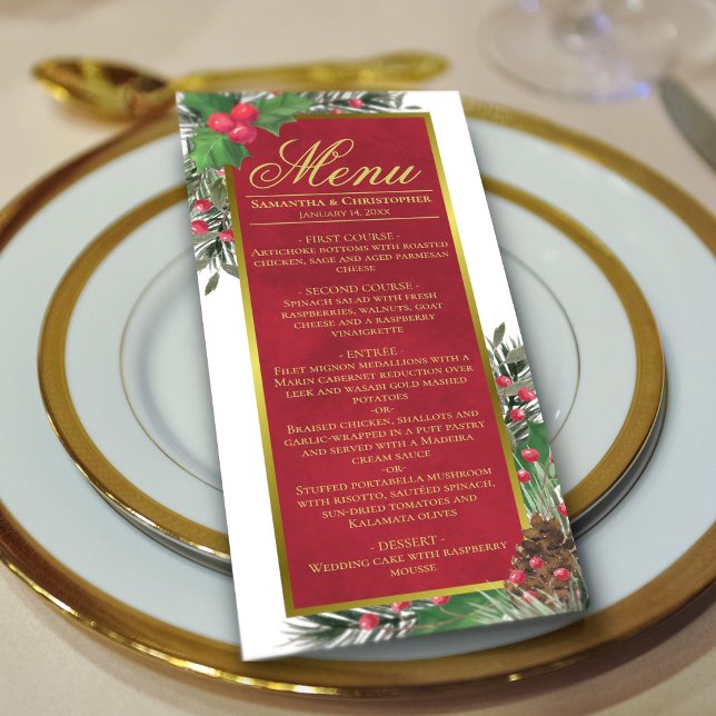 Menú Boda de vacaciones Holly & Pine Elegant Navidades (In Situ on Plate)