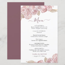 Menú Boda de vainilla floral rosa elegante
