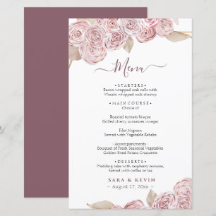 Menú Boda de vainilla floral rosa elegante