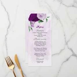 Menú Boda de vegetación de flores moradas