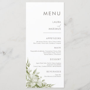 Menú Boda de vegetación floral blanca
