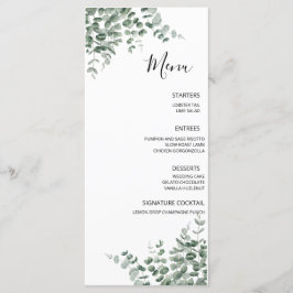 Menú Boda de vegetación rústica de eucalipto