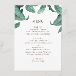Menú Boda de vegetación tropical. Botánica acuarela