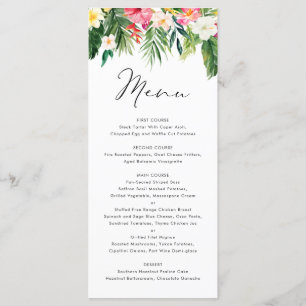 Menú Boda de verano acuarela tropical floral