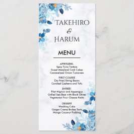 Menú Boda de verano con flores elegantes azules