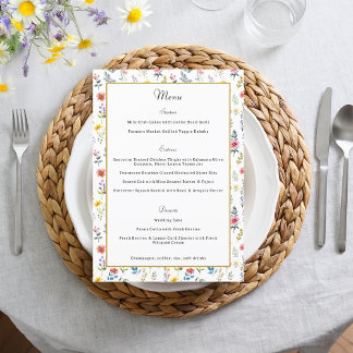 Menú Boda de verano de la primavera de las flores silve