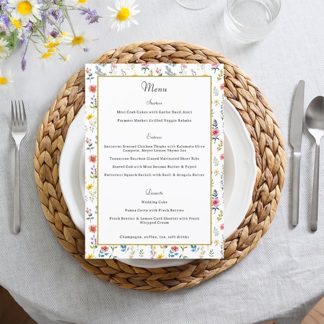 Menú Boda de verano de la primavera de las flores silve (Subido por el creador)