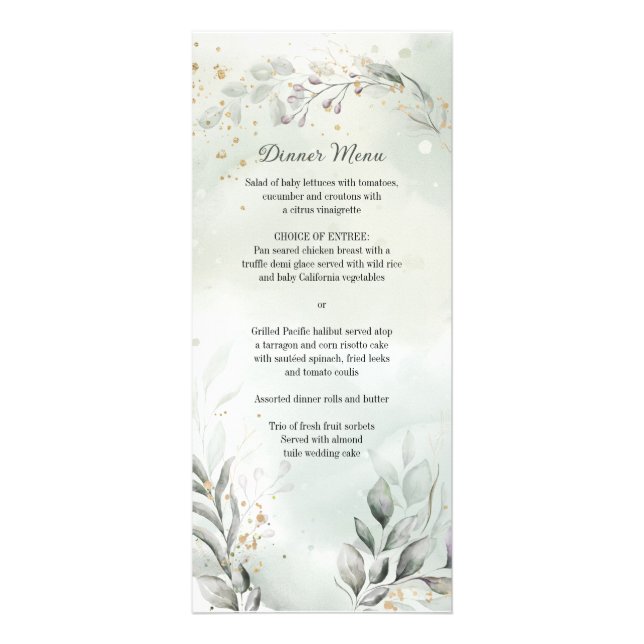 Menú Boda de verde y oro (Frente)