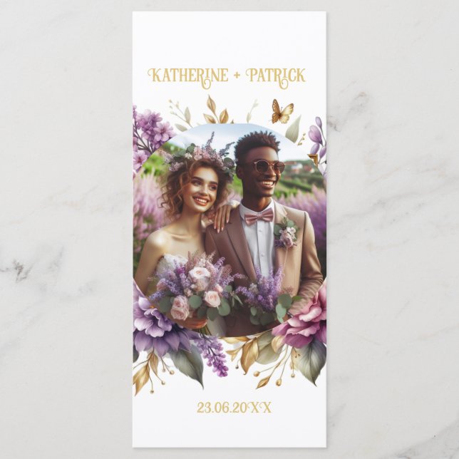 Menú Boda de viñas de Lilac y Lavender (Anverso)