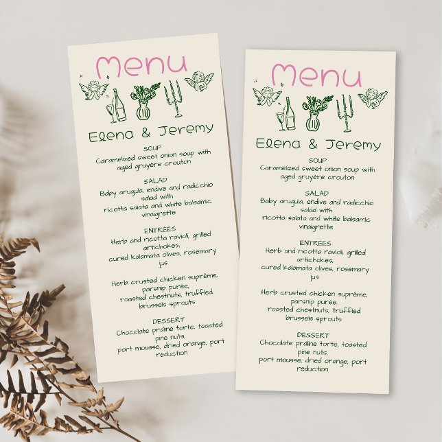 Menú Boda de viñetas de dibujo manuscrito (Subido por el creador)