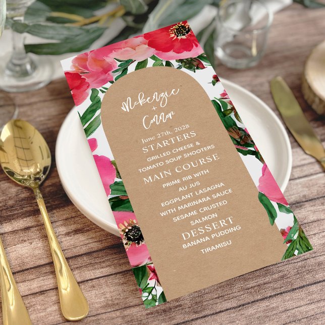 Menú Boda de Watercolor Anemone Arch Cardstock (Subido por el creador)