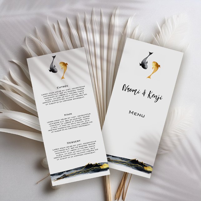 Menú Boda de Watercolor Koi Fish (Subido por el creador)