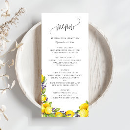 Menú Boda de Watercolor Lemon Lavender Boho