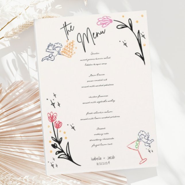 Menú Boda de Wavy Squiggle de Trendy Hand Drawin Wildfo (Subido por el creador)