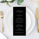 Menú Boda de zapatos negros de caligrafía elegante prem<br><div class="desc">Este menú forma parte de la colección Black Tie</div>