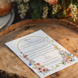 Menú Boda del Arco de Verano de Flor Silvestre de Agua