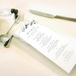 Menú Boda del boho de eucalipto rústico<br><div class="desc">Menús rústicos de boda con vegetación botánica de color agua eucalipto y escritura de moda moderna y fuente,  elegante y romántico,  ideal para boda rústico moderno,  bodas en el jardín botánico y bodas en el campo boho. Ver todas las piezas coincidentes de la colección</div>